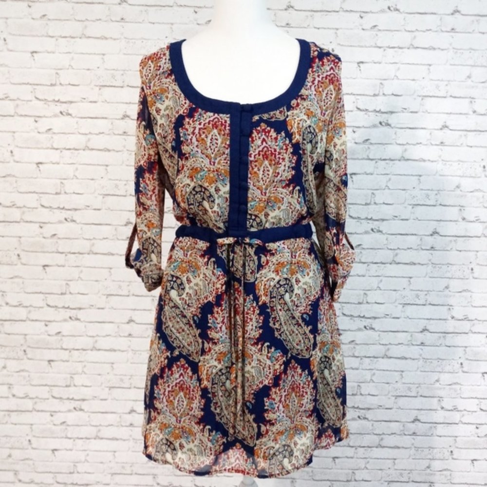 Bongo Navy Blue and Print Dress New